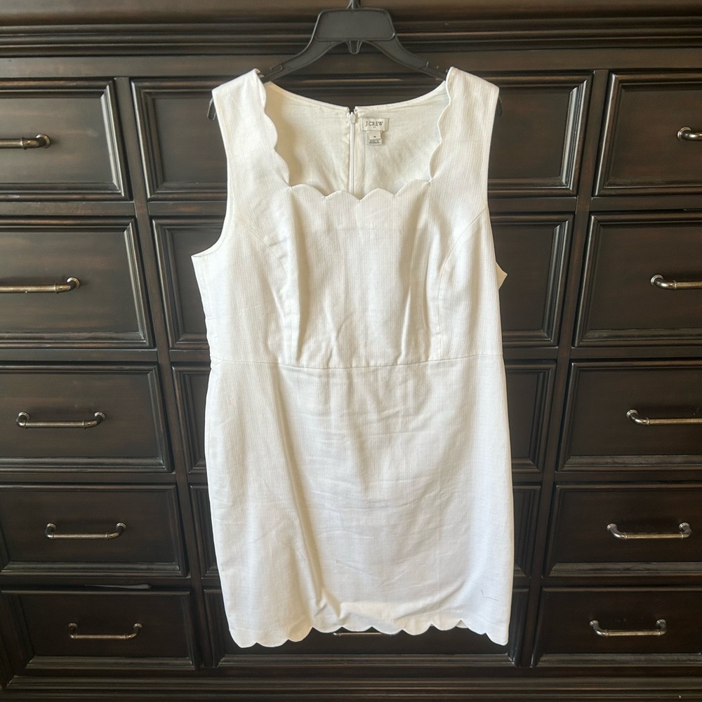 J Crew White Cotton Scallop Shift Dress Size 18